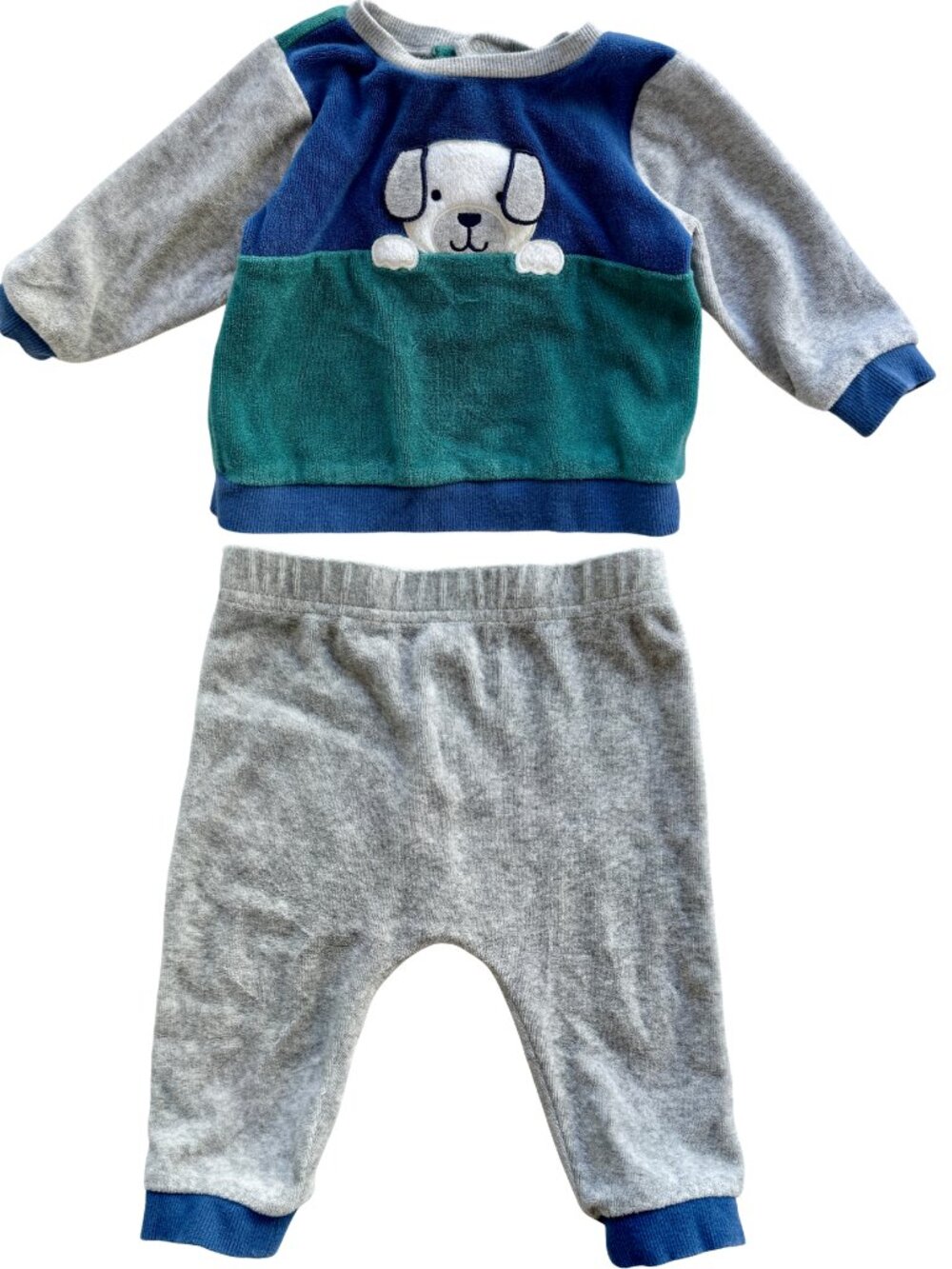 Little Me Baby Boy Puppy Velour 2pc Set 9 Months